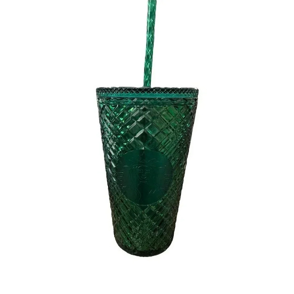 Starbucks 2022 Fall Green Aqua Grid Rainforest Venti Cold Cup Tumbler 24oz - - Picture 5 of 5